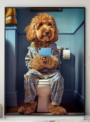 8″x10″ Cockapoo In Pajamas On Cell Poodle Bathroom Cocker Dog Poster *No Frame*