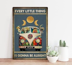 Retro Hippie Decor Wall Art Poster – Tin Metal Signs 8×12 «Every Little Thing is