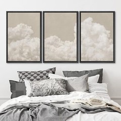 Wall26 Wall Art Framed Canvas Prints Set – Serene Sky Filled with Fluffy Cloud