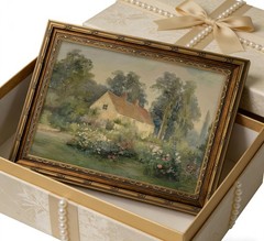 Vintage Carved Gold Frame Canvas Wall Art Classical Nature Landscape Painting…