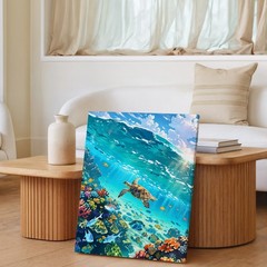 Underwater Sea Turtle Canvas Wall Art Tropical Coral Reef Fish Ocean Print Home