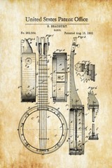 Banjo Patent Music 1882 Design Vintage Art Wall Room Poster – POSTER 20×30