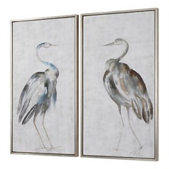 Uttermost 35353 Summer Birds Hand Painted Canvas Framed Art Heron Crane Set/2