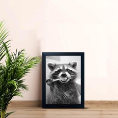 Raccoon Bathroom Art Wall Decor Black And White Animal Picture Funny Raccoon …