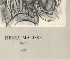 HENRI MATISSE Nice 14″ x 10.25″ Lithograph 1952 Black, Gray