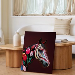 Vibrant Floral Zebra Canvas Wall Art Animal Wildlife Home Decor Painting Print