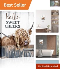 Rustic Highland Cow Art: Waterproof Farmhouse Canvas for Cozy Spaces – 8×12