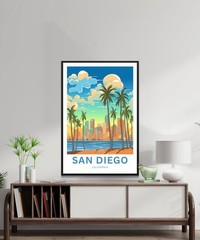 San Diego, California Vintage Wall Art Travel Poster No frame, Home Decor
