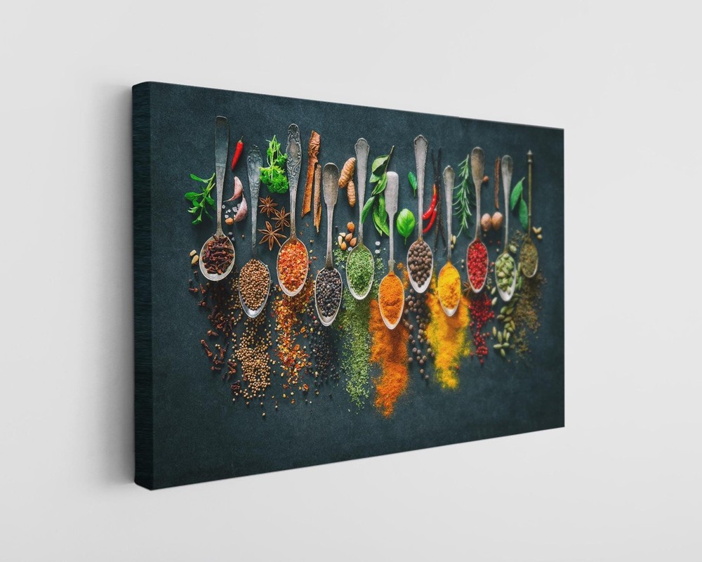Herbs And Spices Canvas Art Rustic Kitchen Wall Decor Culinary Print