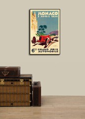 1934 Monaco Grand Prix Vintage Style Red Race Car Poster – 24×36
