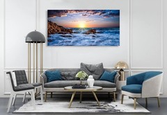 Wall Art Decor Canvas Print Sunset Sea Waves Scenery Painting,24″x48″DIY Framed