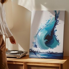 Wall Art Surging Wave Abstract Canvasbold Ocean Wave Art In Turquoise & Aqua