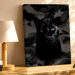Wall Art Black Panther Portrait Print Dark Animal Canvas Gothic Home Decor Room