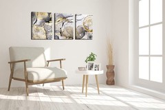 Gold Abstract Wall Art 3 Pieces Modern Framed Artwork Black and White Grey Gold