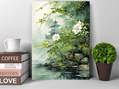 11×14 Pagoda Landscape Wall Art Canvas Print