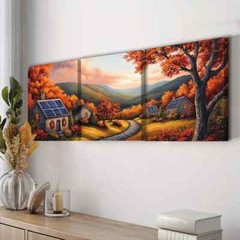 3pcs Autumn Sun House Waterproof Nature Perfect Wall Art Canvas Unframed/Framed