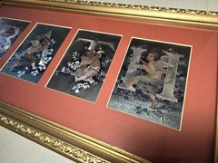 vintage Victorian-style cherub foil art framed wall decor angel figures BATH