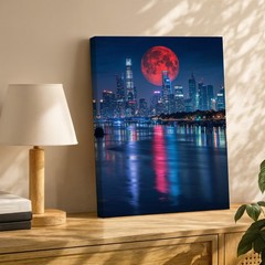 Wall Art Vibrant City Skyline At Night, Showcasing Canvas Print Canvas