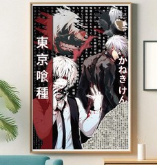 Ken Kaneki Poster, Tokyo Ghoul Anime Wall Art Print