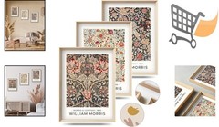 William Morris Canvas Wall Art Set 16x12in Framed Floral Vintage Decor