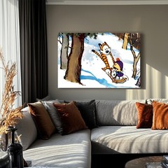 Calvin And Hobbes Framed Canvas Wall Art Print – Kids Cartoon Bill Watterson