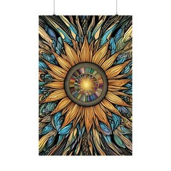 Abstract Mosaic Sunflower – Premium Matte Vertical Posters