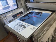 ANDY WARHOL Querelle Blue 39.25″ x 27.5″ Poster 1983 Pop Art Blue, Red Movies