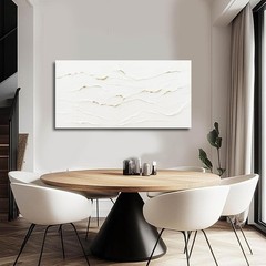 Stunning 24×48″ Wavy Line Abstract Art – Framed Canvas for Sophisticated Spaces