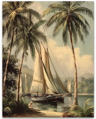 Vintage Seascape Rum Cay Poster 11×14 Unframed Nautical Coastal Beach Wall Art