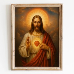 Jesus Christ Sacred Heart Christian Bible Wall Art Poster Print