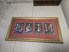 vintage Victorian-style cherub foil art framed wall decor angel figures BATH