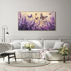 48×24 Inches Poster Frame Wall Art – Purple Lavender Butterfly Picture Artwor…
