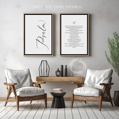 Psalm 23, Bible Verse Quote, Set of 2 Poster Prints, Home Wall Art Décor
