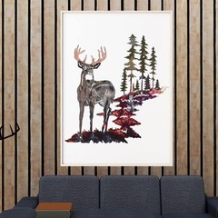Rustic Deer and Tree Metal Wall Art, 11.8×7.9 Inch, Versatile Home Decor