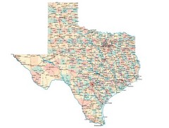 TEXAS STATE ROAD MAP GLOSSY POSTER PICTURE PHOTO city county Austin tx 2479