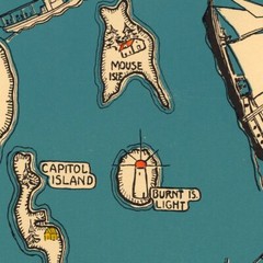 Color Pictorial Map of Maine Boothbay Harbor and vicinity Old Dirigo circa 1931