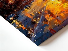Wall Art City Street Sunset Painting Rainy Urban Landscape Canvas Print Decor