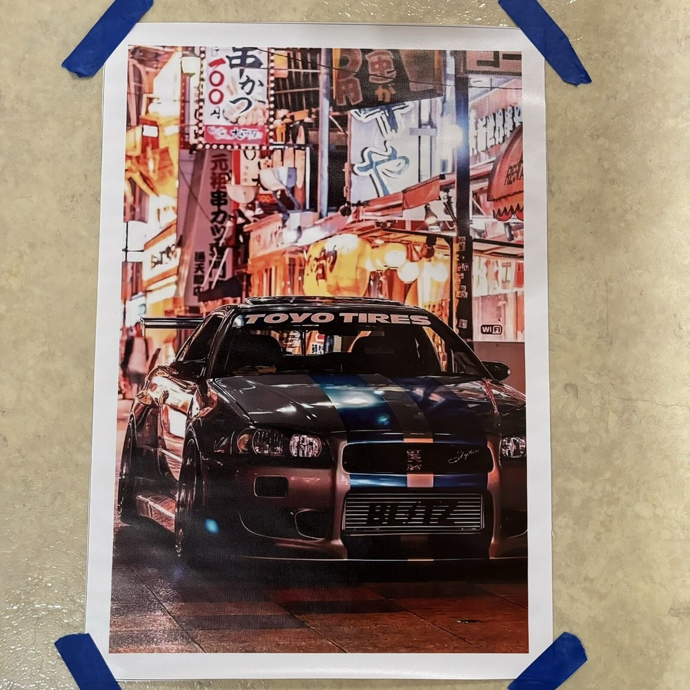 GT Sports Car Toyo Blitz On Night Streets ✅ Poster Canvas Wall Art ✅ 12 X 18 in