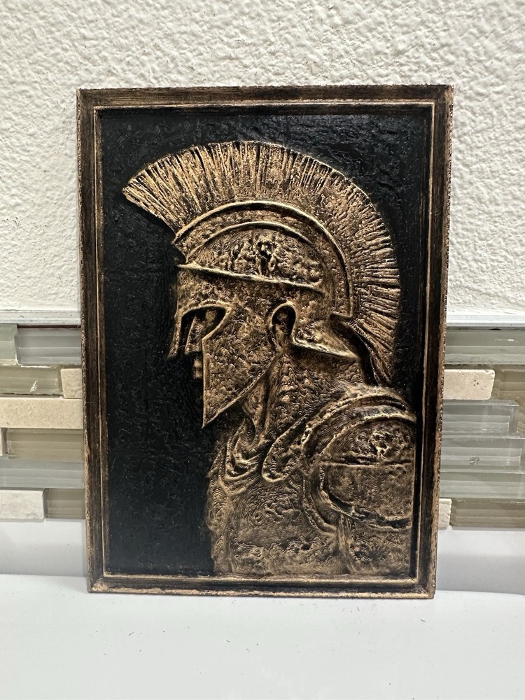 Hand Painted Spartan Warrior 3d Wall Art 9” X 6” Greek Soldier Plaque Sculpture