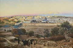 JERUSALEM FROM THE MOUNT OF OLIVES 1902 PAINTING V1 BY GUSTAV BAUERNFEIND REPRO