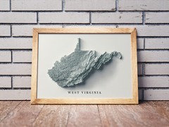 West Virginia Map, West Virginia 2D Relief Map – 2D Flat Print
