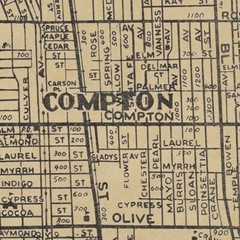 City of Compton Map, Los Angeles, California circa 1946 – 24 inches x 24 inches