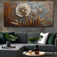 Large White Flower Wall Art with Taupe Background Elegant Flower Framed Flora…