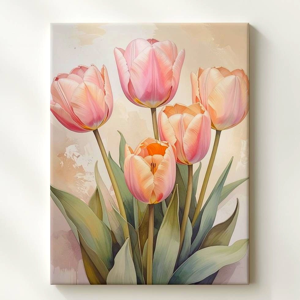 Wall Art Pastel Tulip Bouquet Canvaselegant Spring