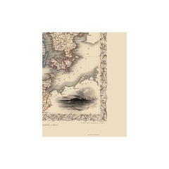 Historic Map – Denmark – Tallis 1851 – Vintage Wall Art