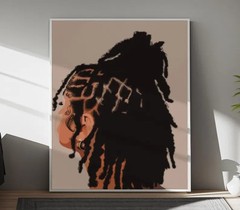 Black Woman Locs Art Print: Afrocentric Home Office Decor