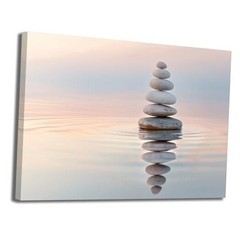 Zen Stone Canvas Wall Art Stones in Water Print 18L» x 12W» Zen Artwork 03