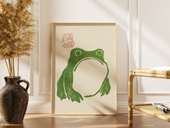 Minimalist Frog Poster – Japanese Zen Toad Animal Wall Art Decor Print Home Gift