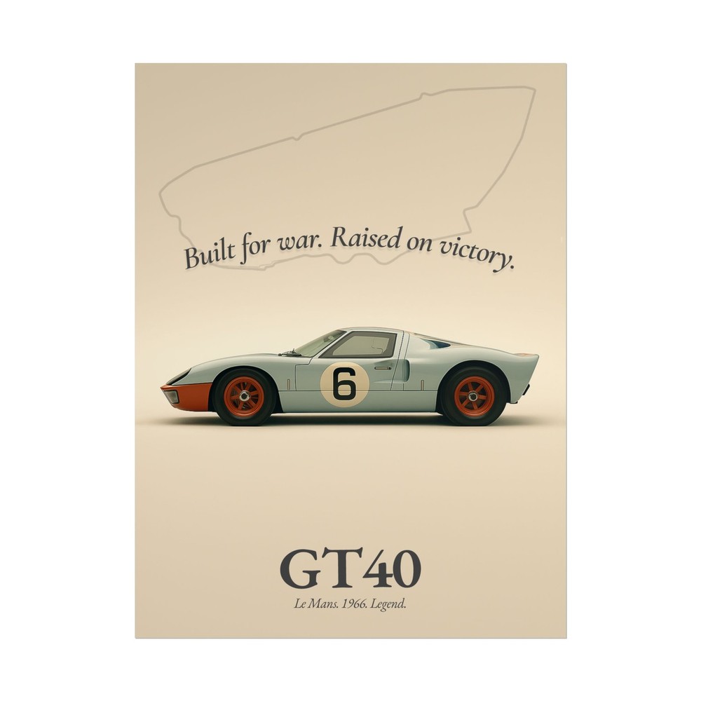 Ford GT40 Poster – Car Poster, Le Mans Racing, Vintage Motorsport Wall Art