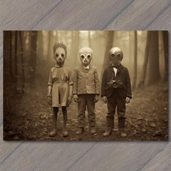 Art Print Weird Creepy Vintage Masks Metal Cult Unusual Group Kids Fall 💀